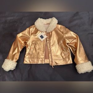 NWT Gorgeous Janie and Jack 2T faux fur gold jacket